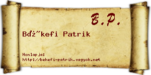 Békefi Patrik névjegykártya